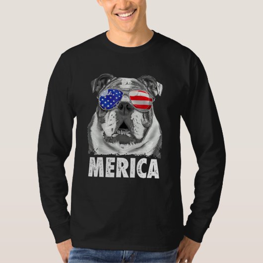 T-shirt Drapeau anglais Bulldog 4 juillet Merica Men Usa (Devant)