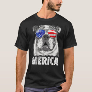 T-shirt Drapeau anglais Bulldog 4 juillet Merica Men Usa