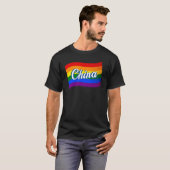 T-shirt Drapeau arc-en-ciel Chine Gay pride chinois LGBT L (Devant entier)