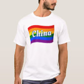 T-shirt Drapeau arc-en-ciel Chine Gay pride chinois LGBT L (Devant)