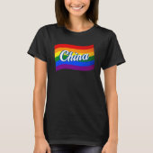 T-shirt Drapeau arc-en-ciel Chine Gay pride chinois LGBT L (Devant)