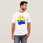 T-shirt Drapeau arc-en-ciel cool Gay Ours Paw (Devant entier)