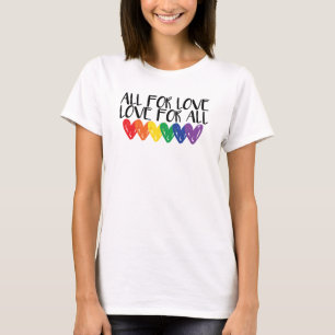 T-shirt Drapeau arc-en-ciel de fierté gay cœurs tout pour