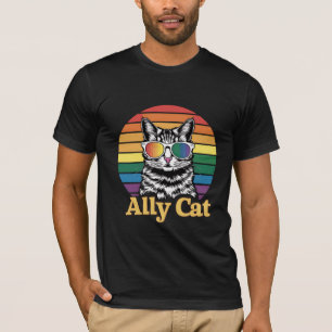T-shirt Drapeau arc-en-ciel LGBT de chat allié Cadeau LGBT
