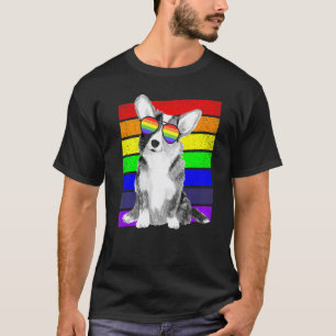 T-shirt Drapeau arc-en-ciel LGBT Fierté gay Corgi