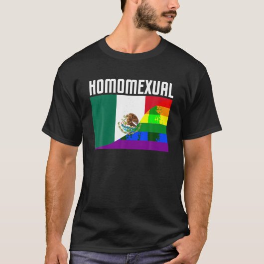 T-shirt Drapeau arc-en-ciel mexicain gay pride Fier Homose (Devant)