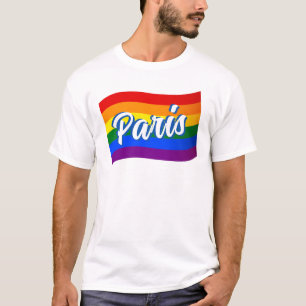 T-shirt Drapeau arc-en-ciel Paris France Gay pride LGBT LG