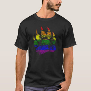 T-shirt Drapeau arc-en-ciel Patte d'ours dégradé Gay Bears