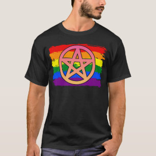 T-shirt Drapeau Arc-en-ciel Pentacle Goth Lgbtq Fierté Gay