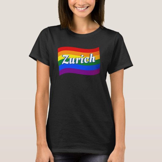 T-shirt Drapeau arc-en-ciel Zurich Suisse Gay pride LGBT (Devant)