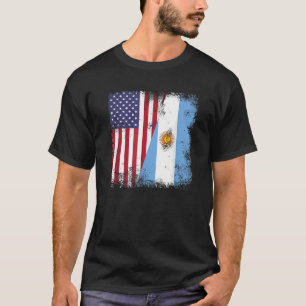 T-shirt Drapeau Argentin Demi Vintage Argentine Cadeau USA