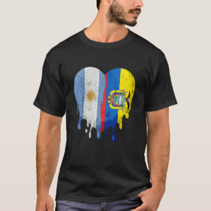 T-shirt Drapeau Argentine Équateur Cœur Citoyen Élevé Patr