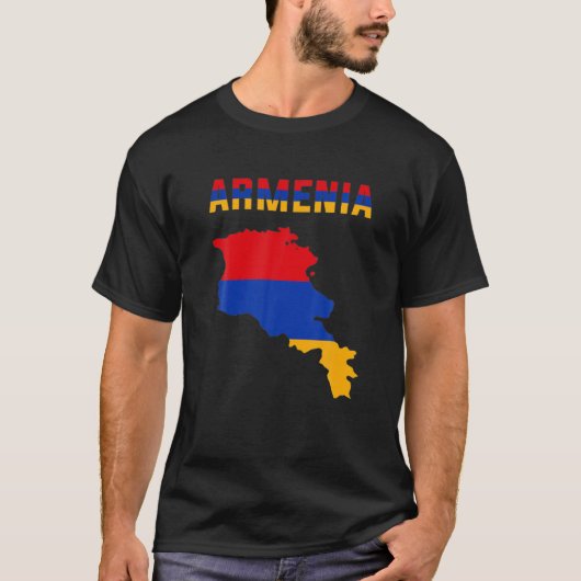 T-shirt Drapeau Arménien Sur La Carte D'Arménie (Devant)