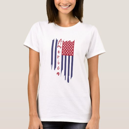 T-shirt Drapeau artistique américain vertical (Devant)