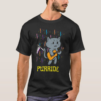 T-shirt Drapeau Asexué Chat Guitare Purride Ace Pride Lgbt