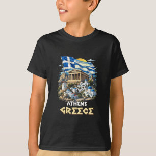 T-shirt Drapeau Athènes Grèce Athènes Souvenir Voyage Vaca