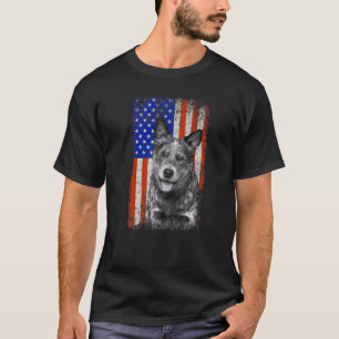 T-shirt Drapeau australien chien de bétail papa maman chio