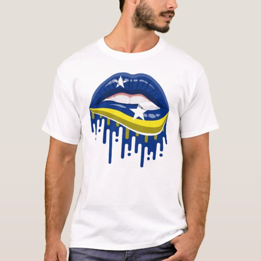 T-shirt Drapeau aux lèvres de Curaçao (Devant)