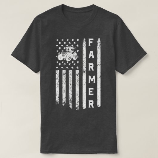 T-shirt Drapeau Avec Tracteur Patriotic Farmer (Design devant)