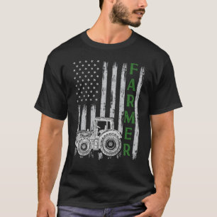 T-shirt Drapeau avec tracteur Paysan patriotique N Trac ag