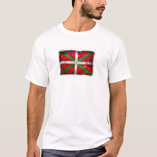 T-shirt Drapeau Basque affligé de style : Ikurriña, (Devant)