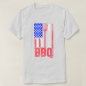 T-shirt Drapeau BBQ américain estompé (Design devant)