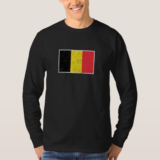 T-shirt Drapeau Belge Avec Couleurs Nationales Belges Vint (Devant)