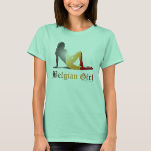 T-shirt Drapeau belge de silhouette de fille