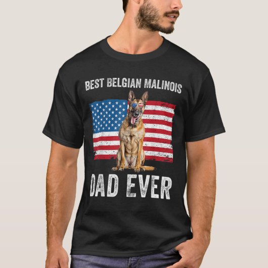 T-shirt Drapeau Belge Malinois Papa Américain Drapeau Belg (Devant)