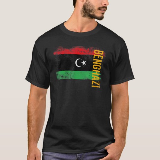 T-shirt Drapeau Benghazi Libye Pour Les Libyens Hommes Fem (Devant)