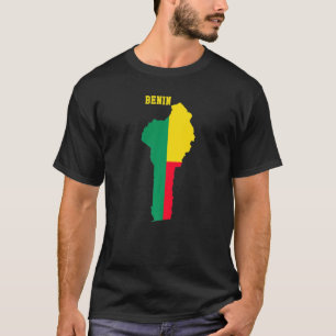 T-shirt Drapeau Béninois À L'Intérieur De La Carte Du Béni