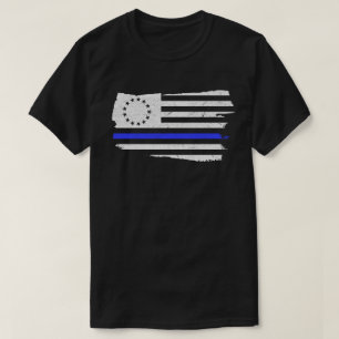 T-shirt Drapeau Betsy Ross Thin Blue Line Soutien à la Pol