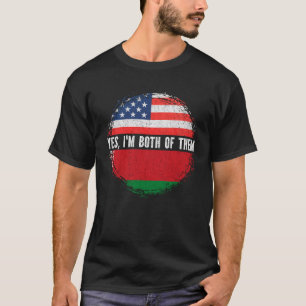 T-shirt Drapeau biélorusse moitié-américaine moitié-biélor