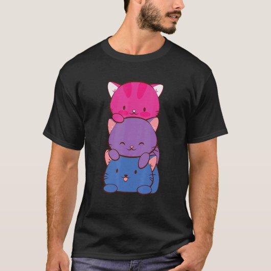T-shirt Drapeau Bisexuel Couleur Chat Subtil Bi Pride Lgbt (Devant)