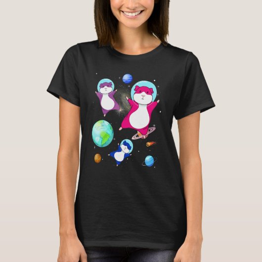 T-shirt Drapeau Bisexuel Hamster Dans L'espace Fierté Bise (Devant)