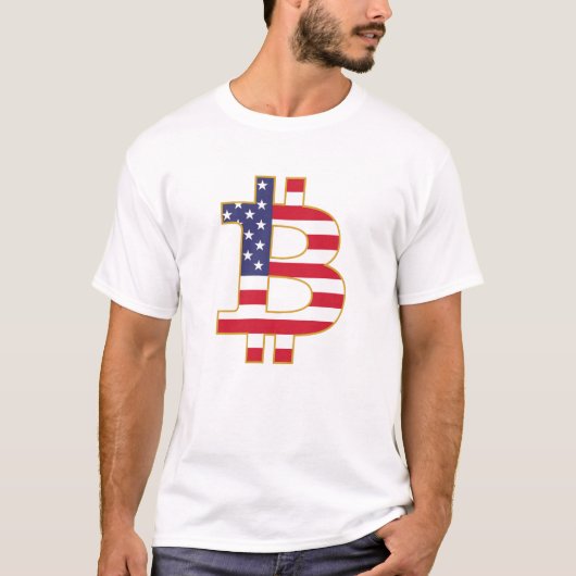 T-shirt Drapeau Bitcoin USA - Btc Crypto (Devant)