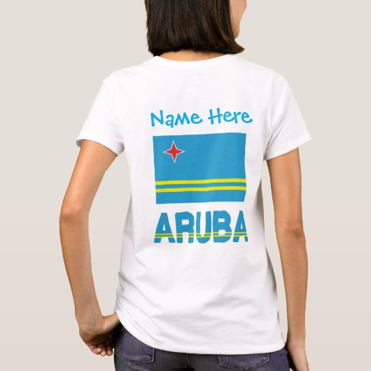 T-shirt Drapeau bleu d'Aruba et d'Aruba Personnalisation f (Dos)