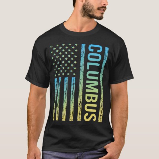T-shirt Drapeau bleu jaune - Columbus (Devant)