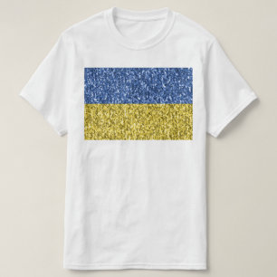 T-shirt Drapeau bleu jaune Ukraine parties scintillant fau