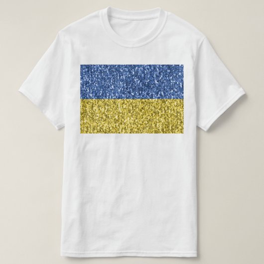 T-shirt Drapeau bleu jaune Ukraine parties scintillant fau (Design devant)