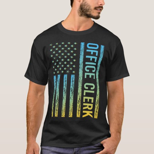 T-shirt Drapeau bleu jaune USA - commis de bureau (Devant)