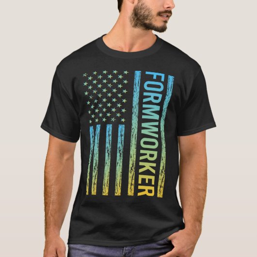 T-shirt Drapeau bleu jaune USA - Forworker (Devant)
