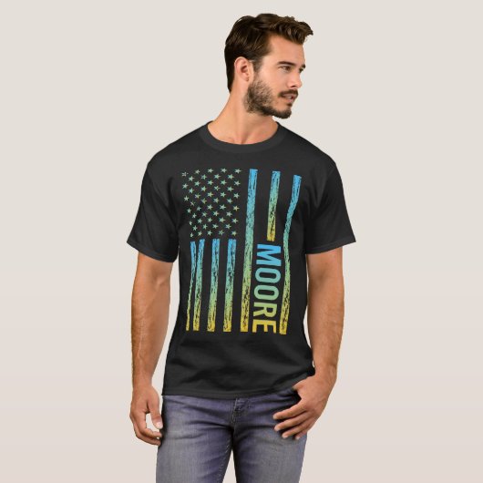 T-shirt Drapeau bleu jaune USA - Moore (Devant entier)