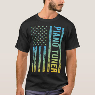 T-shirt Drapeau bleu jaune USA - Tuner de piano