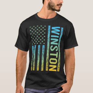 T-shirt Drapeau bleu jaune USA - Winston