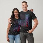 T-shirt Drapeau Bleu Rouge - Chicago (Unisexe)