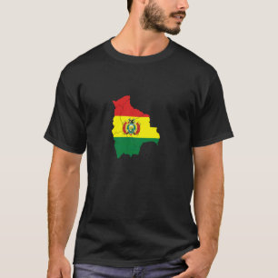 T-shirt Drapeau Bolivien Sur le Contour du Pays