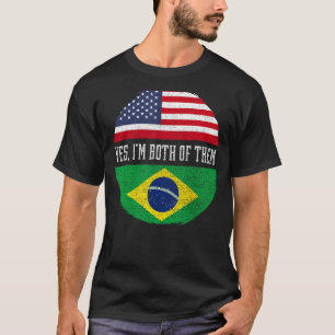 T-shirt Drapeau Brésil Hérit à moitié américain