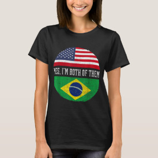 T-shirt Drapeau Brésil Hérit à moitié américain