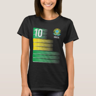 T-shirt Drapeau Brésil Numéro 10 Brésil Football Hommes Fe
